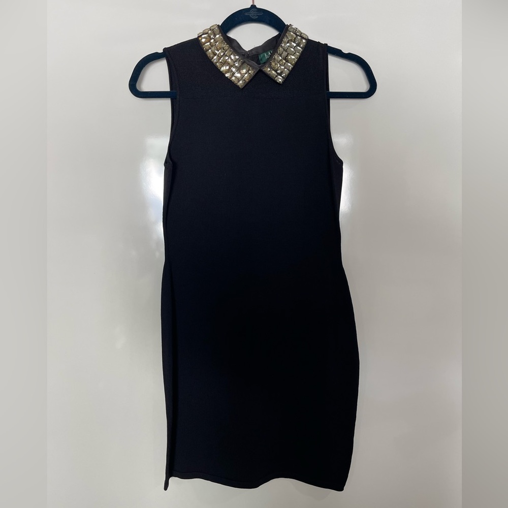 Ralph Lauren Black Dress with Embellished Collar